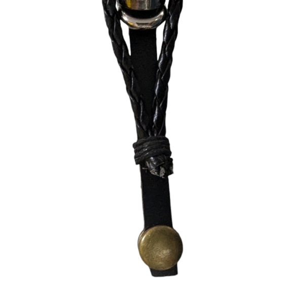 Unisex men womens black Leather handwoven Bracelet Trust in God Inscription a-00 - Picture 5 of 6